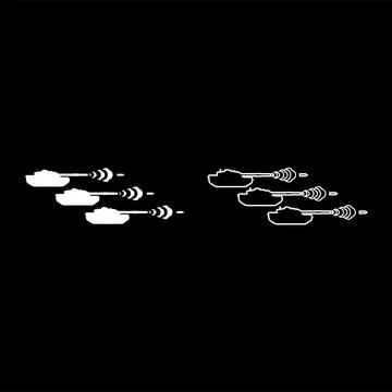 Shooting tanks war concept set icon white color vector illustration image s.. Stock Illustration