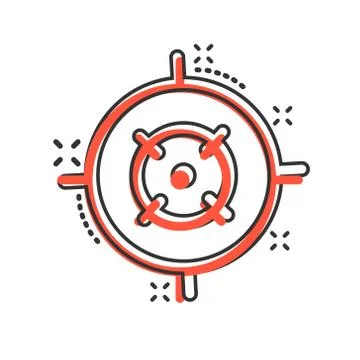 Shooting target vector icon in comic style. Aim sniper symbol cartoon illustr Illustrazione stock