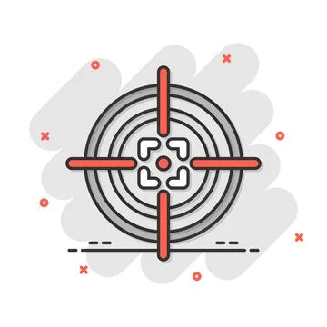 Shooting target vector icon in comic style. Aim sniper symbol cartoon illustr Illustrazione stock