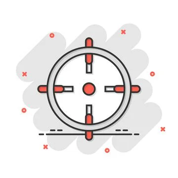 Shooting target vector icon in comic style. Aim sniper symbol cartoon illustr Illustrazione stock