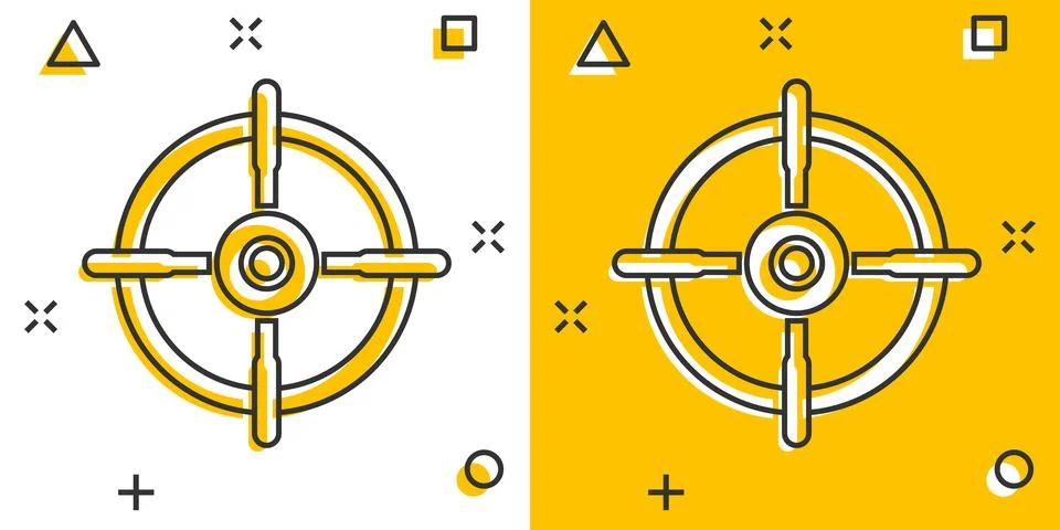 Shooting target vector icon in comic style. Aim sniper symbol cartoon illustr Illustrazione stock