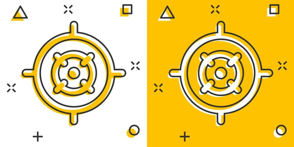 Shooting target vector icon in comic style. Aim sniper symbol cartoon illustr Illustrazione stock