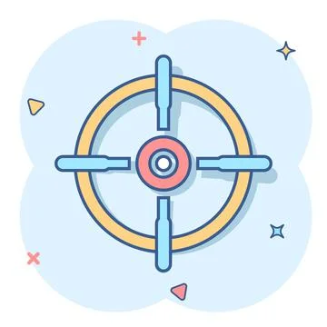 Shooting target vector icon in comic style. Aim sniper symbol cartoon illustr Illustrazione stock