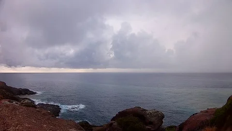 Shooting Thunderstorm and strog wind on the sea Sardinia Island timelapse Stock Footage 95590014