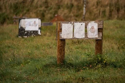 Shooting training camp with target in the forest Stock Photos