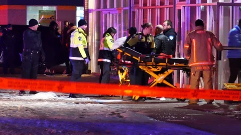 Shooting victim at night Stock Footage 125243992
