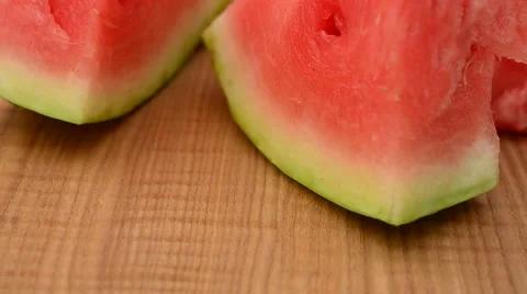 Shooting of a watermelon on a kitchen board. Stock Footage