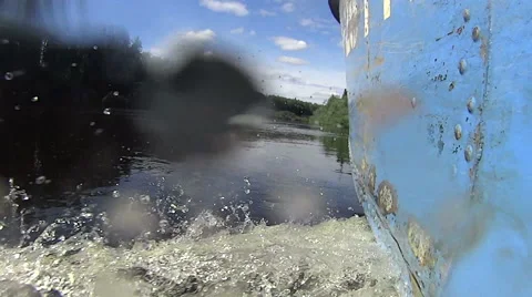 Shooting while driving a motor boat on the river Stock Footage 43343766