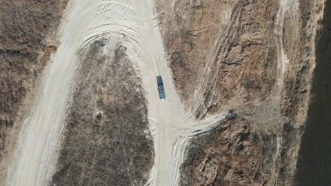 Shooting while following a camper van with drones Stock Footage 122717988
