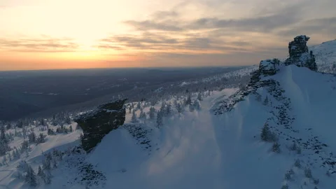 Shooting winter mountains with a quadcopter Stock Footage 88344605