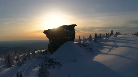 Shooting winter mountains with a quadcopter Video stock 88344630