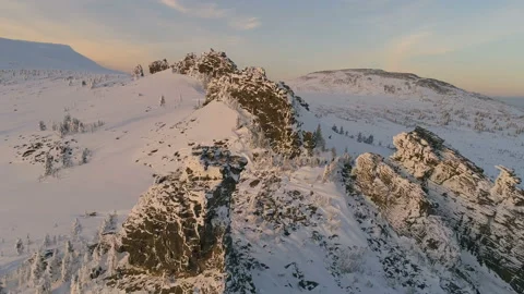 Shooting winter mountains with a quadcopter Stock Footage 88344811