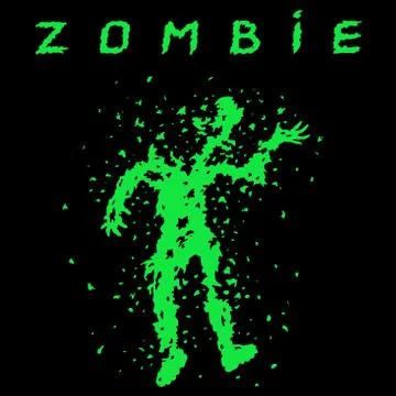 Shooting a zombie from a machine gun. Vector illustration. Stock Illustration