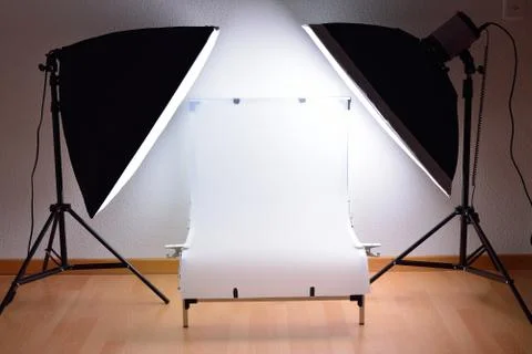 Shooting Table and studio lighting system Stock Photos