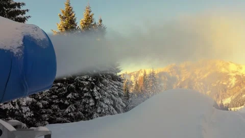Shoots artificial snow Stock Footage 321652755