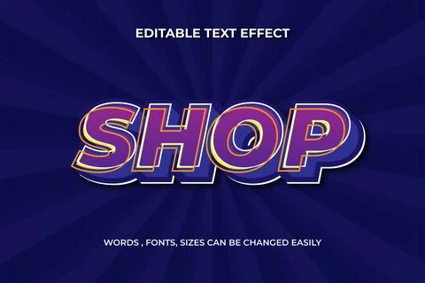 Shop 3d editable text effect Stock Illustration
