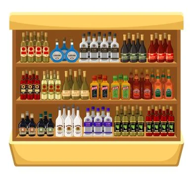 Shop alcoholic beverages Stock Illustration