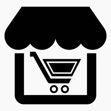 Shop and basket icon. E-commerce. Online store. Stock Illustration
