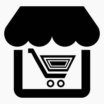 Shop and basket icon. E-commerce. Online store. Stock Illustration