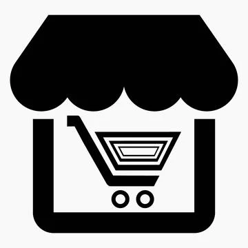 Shop and basket icon. E-commerce. Online store. Stock Illustration