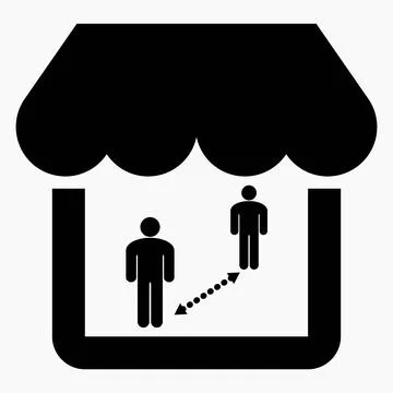 Shop and safe distance between customers. Stockillustratie