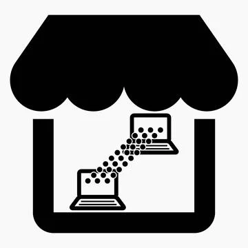 Shop and server icon. "Cloud" online store. Stock Illustration