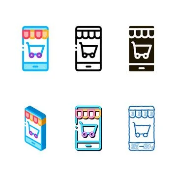 Shop application icon vector outline modern 스톡 일러스트