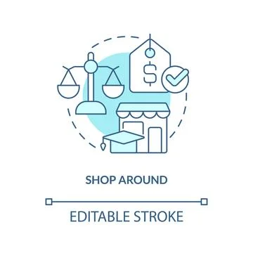 Shop around turquoise concept icon Stock Illustration