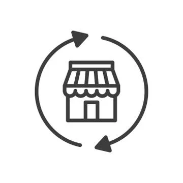 Shop with arrows icon. Return to store icon. Stock Illustration