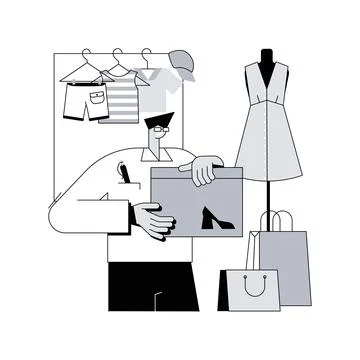 Shop assistant abstract concept vector illustration. Stock Illustration