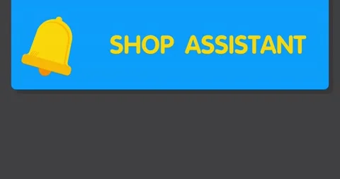 Shop Assistant notification on blue panel with bell Stock Footage 221111855