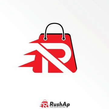 Shop bag with letter or word R speed font graphic Stock Illustration