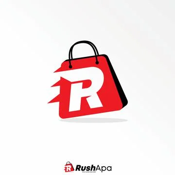 Shop bag with letter or word R speed font graphic design Stock Illustration