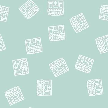 Shop bakery line vector seamless pattern Stock Illustration