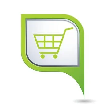 Shop basket on green map pointer Stock Illustration
