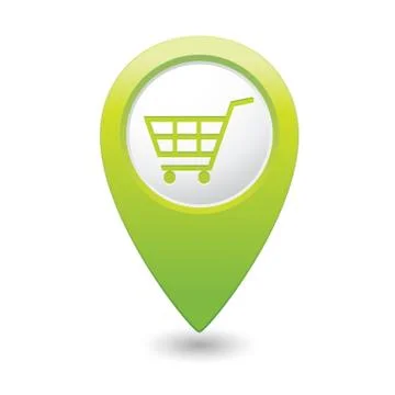 Shop basket icon green pointer Stock Illustration