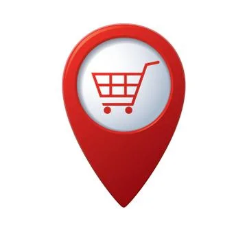 Shop basket icon red pointer Stock Illustration
