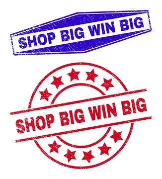 SHOP BIG WIN BIG Corroded Seals in Round and Hexagonal Shapes Stock Illustration