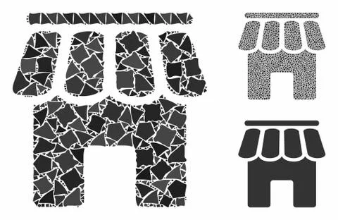 Shop building Composition Icon of Abrupt Pieces Ilustración de archivo