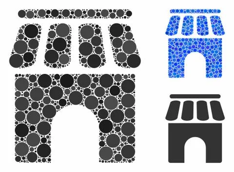Shop building Composition Icon of Circle Dots Ilustración de archivo