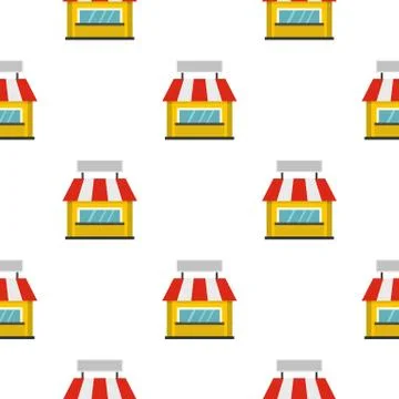 Shop building facade with signboard pattern Ilustración de archivo