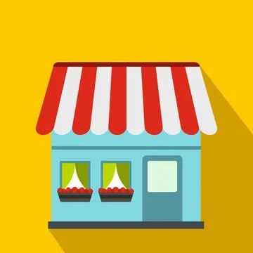 Shop building icon, flat style Ilustración de archivo