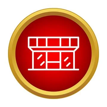 Shop building icon on a red circle Ilustración de archivo