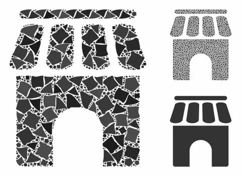 Shop building Mosaic Icon of Humpy Elements Stock Illustration