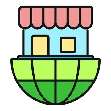 Shop building sitting on world globe representing global commerce Stock Illustration