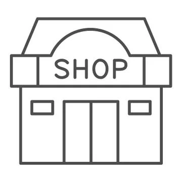 Shop building thin line icon, shopping concept, store showcase sign on white Ilustración de archivo