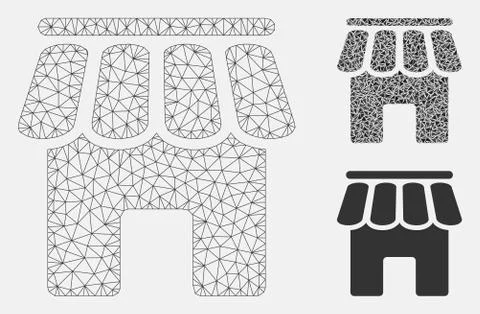Shop Building Vector Mesh 2D Model and Triangle Mosaic Icon Ilustración de archivo