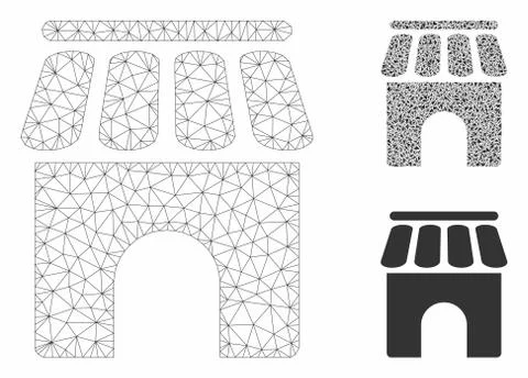 Shop Building Vector Mesh 2D Model and Triangle Mosaic Icon Ilustración de archivo