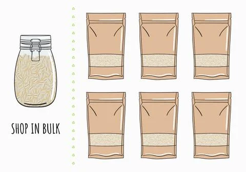 Shop in bulk. Change single-use disposable things on reusable Stock Illustration