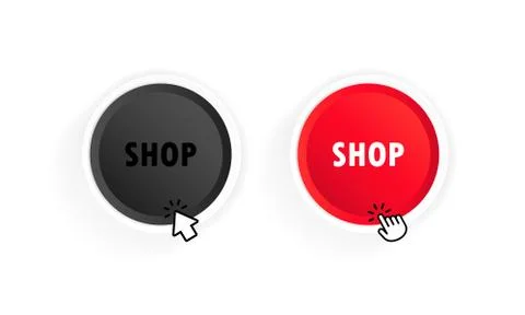 Shop button with cursor. Vector on isolated white background. EPS 10 스톡 일러스트